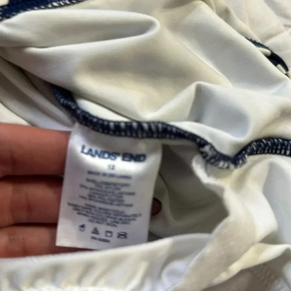 Lands End striped one piece swimsuit size 12 blue / white - Picture 5 of 6